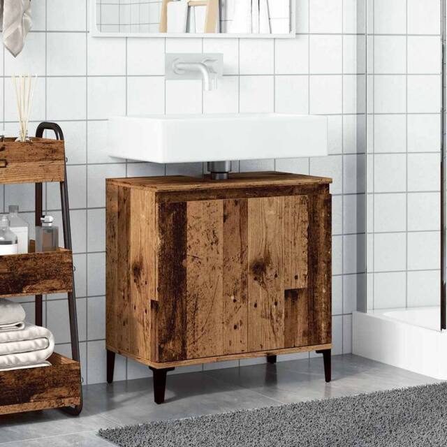 Berkfield Home Sink Cabinet Old Wood 58x33x60 cm Engineered Wood in Brown - Size: 58 x 33 x 60 cm - image 1