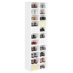 Berkfield Home Shoe Cabinet White 54x34x183 cm Engineered Wood - Size: 54 x 34 x 183 cm - thumbnail 1