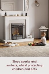 Home Discount Fire Vida Octon Fire Guard 28 Inch Fireplace Shield Protector in Black - thumbnail 5