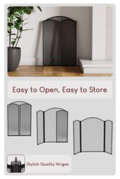 Home Discount Fire Vida Octon Fire Guard 28 Inch Fireplace Shield Protector in Black - thumbnail 7