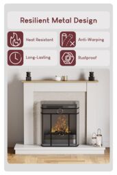Home Discount Fire Vida Octon Fire Guard 28 Inch Fireplace Shield Protector in Black - thumbnail 4