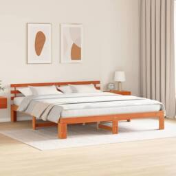Berkfield Home Pine Wood Bed Frame Wax Brown Solid Wood 200 x 200 cm - thumbnail 4