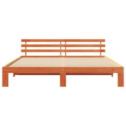 Berkfield Home Pine Wood Bed Frame Wax Brown Solid Wood 200 x 200 cm - thumbnail 5