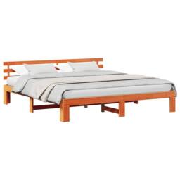 Berkfield Home Pine Wood Bed Frame Wax Brown Solid Wood 200 x 200 cm - thumbnail 1
