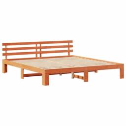 Berkfield Home Pine Wood Bed Frame Wax Brown Solid Wood 200 x 200 cm - thumbnail 3