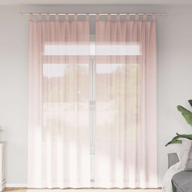 Berkfield Home Voile Curtains with Loops 2 pcs Light Pink 140x260 cm - image 1