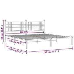 Berkfield Home Metal Bed Frame without Mattress with Headboard White 183x213cm - Size: 183x213 cm - thumbnail 8