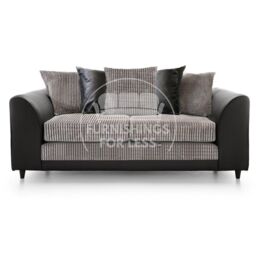 Furnishings For Less UK Luca Black & Grey 3 Seater Fabric & Leather Trim Cord - thumbnail 1