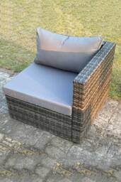 Fimous 3 PC Modular Rattan Garden Furniture Sofa Set Corner Sofa in Dark Grey - thumbnail 4