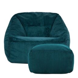 icon Bean Bag Armchair & Footstool Jumbo Cord Bundle in Teal - thumbnail 4