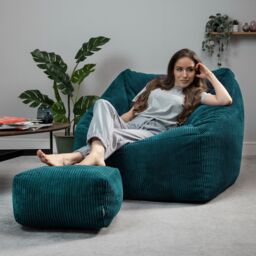 icon Bean Bag Armchair & Footstool Jumbo Cord Bundle in Teal - thumbnail 2