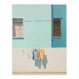 Artery8 Wall Art Print Washing Day Blues (And Yellow) By Amy Denver Minimalist Soft Pastel Palette Laundry Room Minimalism Simple Modern Artwork - thumbnail 1