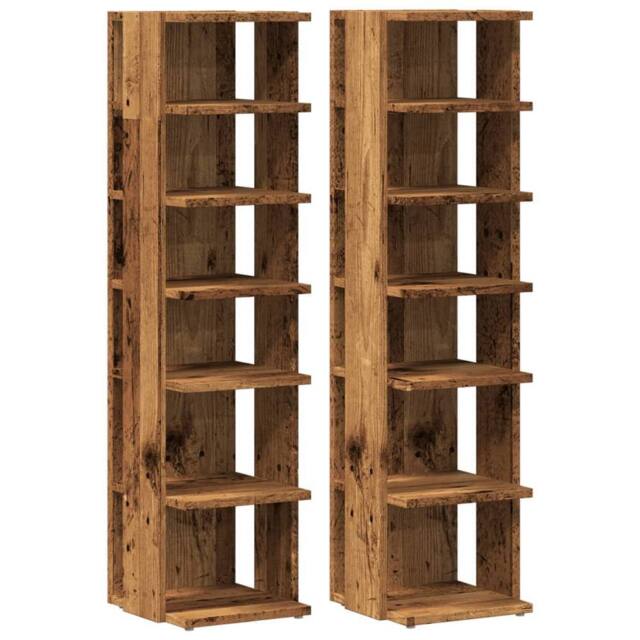 Berkfield Home Shoe Cabinets 2 pcs Old Wood 28x27x102 cm Engineered Wood in Brown - Size: 28 x 27 x 102 cm - image 1