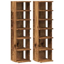 Berkfield Home Shoe Cabinets 2 pcs Old Wood 28x27x102 cm Engineered Wood in Brown - Size: 28 x 27 x 102 cm - thumbnail 1
