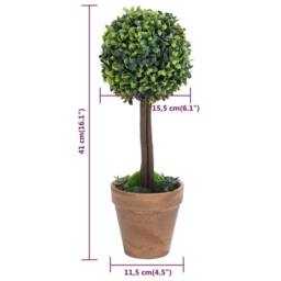 Berkfield Home Lush Artificial Boxwood Plants 2 pcs with Pots Ball Shaped Green 41 cm - thumbnail 6