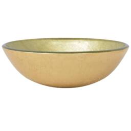 Berkfield Home Bathroom Sink with Tap & Push Drain Gold Tempered Glass - thumbnail 7
