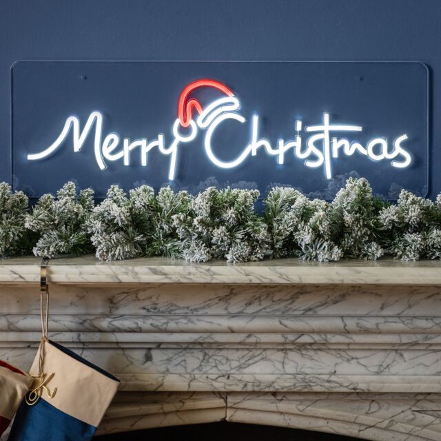 Christow Merry Christmas Neon Sign Light Indoor LED Xmas Decoration Mains Operated 76cm - image 1
