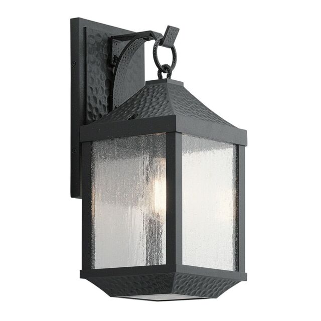 Loops Outdoor IP44 1 Bulb Wall Light Lantern Distressed Black LED E27 60W d01816 - image 1