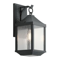 Loops Outdoor IP44 1 Bulb Wall Light Lantern Distressed Black LED E27 60W d01816 - thumbnail 1