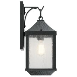 Loops Outdoor IP44 1 Bulb Wall Light Lantern Distressed Black LED E27 60W d01816 - thumbnail 2