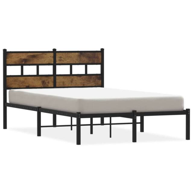Berkfield Home Metal Bed Frame without Mattress Smoked Oak 120x200 cm in Brown - image 1