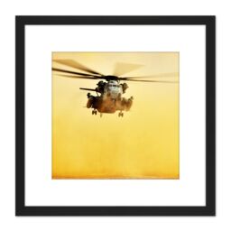 Artery8 Military USA Marine Corps CH-53E Super Stallion Helicopter Photo 8X8 Inch Square Wooden Framed Wall Art Print Picture with Mount in Black - thumbnail 1