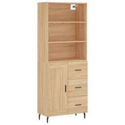 Berkfield Home Highboard Sonoma Oak 69.5x34x180 cm Engineered Wood in Light Tan