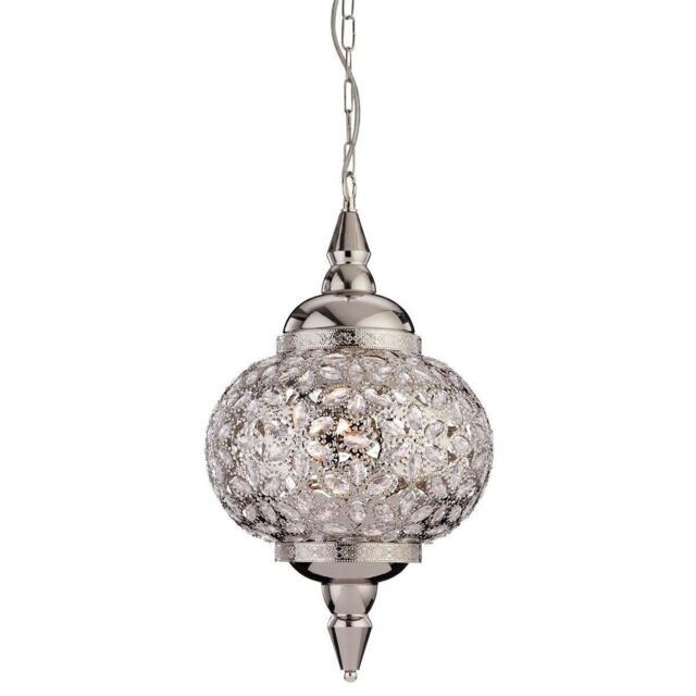 Netlighting Taj 1 Light Ceiling Pendant Chrome Clear Acrylic E27