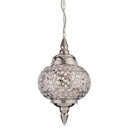 Netlighting Taj 1 Light Ceiling Pendant Chrome Clear Acrylic E27