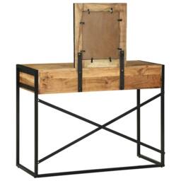 Berkfield Home Elegant Dressing Table with Mirror 100x40x120 cm Solid Wood Acacia in Brown - Size: 100 x 40 x 120 cm - thumbnail 8