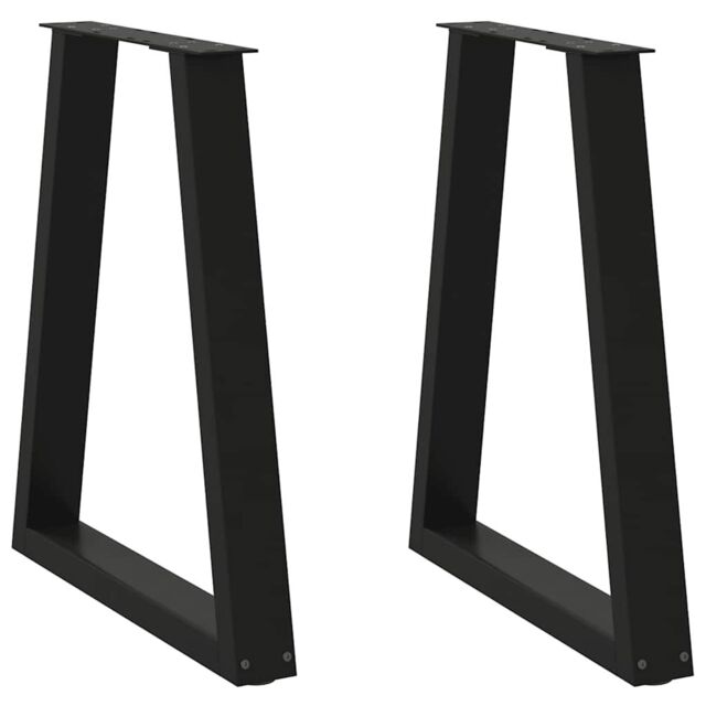 Berkfield Home Coffee Table Legs V-Shape 2 pcs Black 60x(72-73) cm Steel - image 1