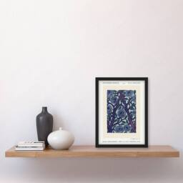 Artery8 Vintage Rose Bush Flower Pattern Vintage Framed Wall Art Print Seguy in Blue - Size: A4 - thumbnail 4