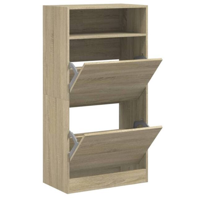 Berkfield Home Shoe Cabinet Sonoma Oak 60x34x116 cm Engineered Wood in Light Tan - Size: 60 x 34 x 116 cm - image 1