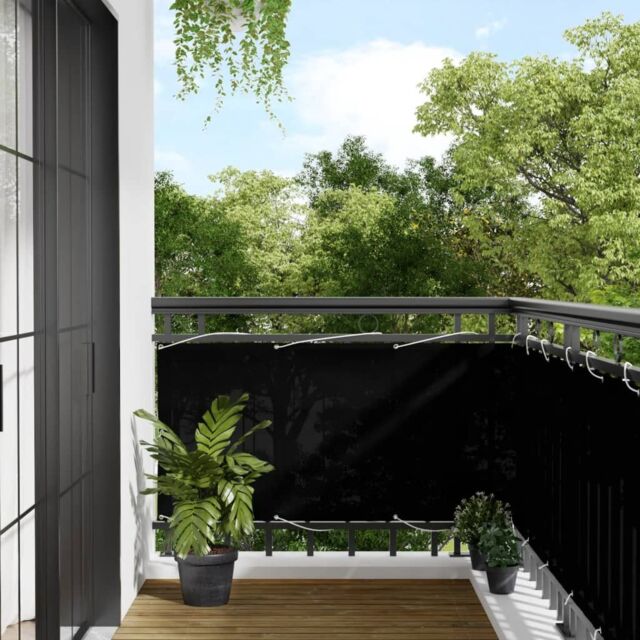 Berkfield Home Balcony Screen Black 75x700 cm 100% Polyester Oxford - image 1