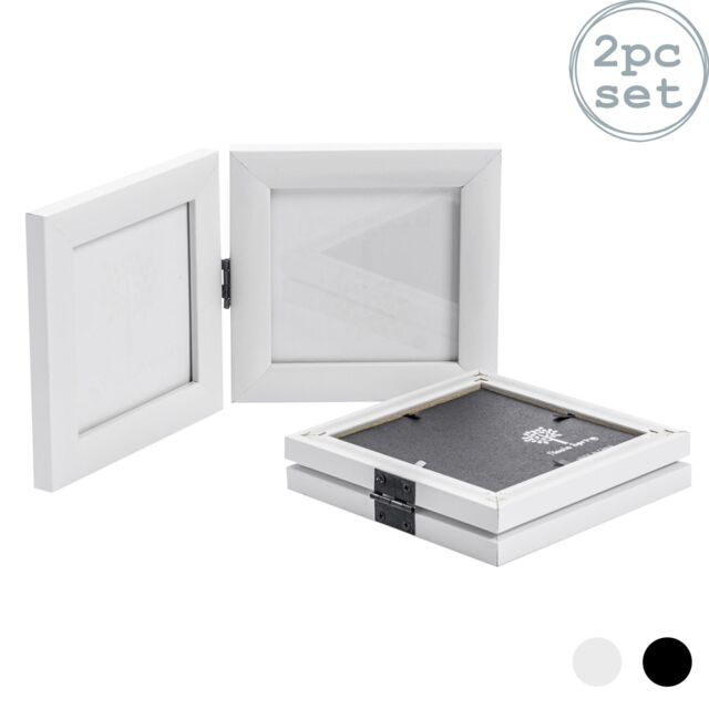 "Nicola Spring Folding 2 Photo Frames - 4 x 4"" - Pack of 2 in White" - image 1