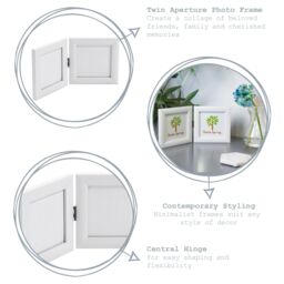 "Nicola Spring Folding 2 Photo Frames - 4 x 4"" - Pack of 2 in White" - thumbnail 2