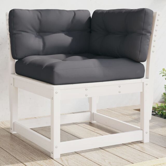 Berkfield Home Garden Sofa Corner with Cushions White 73x73x78 cm Solid Wood Pine - Size: 73 x 73 x 78 cm - image 1