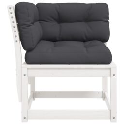 Berkfield Home Garden Sofa Corner with Cushions White 73x73x78 cm Solid Wood Pine - Size: 73 x 73 x 78 cm - thumbnail 5