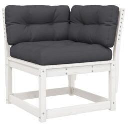 Berkfield Home Garden Sofa Corner with Cushions White 73x73x78 cm Solid Wood Pine - Size: 73 x 73 x 78 cm - thumbnail 2