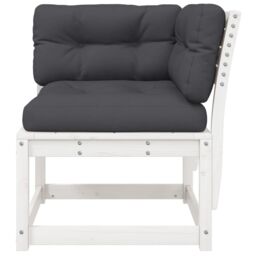 Berkfield Home Garden Sofa Corner with Cushions White 73x73x78 cm Solid Wood Pine - Size: 73 x 73 x 78 cm - thumbnail 6