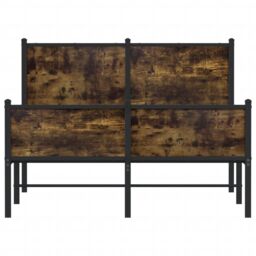 Berkfield Home Metal Bed Frame without Mattress Smoked Oak 120x200 cm in Brown - Size: Small Double - thumbnail 5