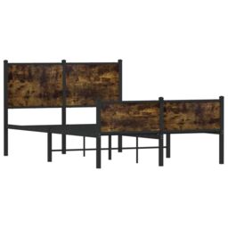 Berkfield Home Metal Bed Frame without Mattress Smoked Oak 120x200 cm in Brown - Size: Small Double - thumbnail 3