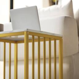 STILVORA 2 Piece Nesting Coffee Table Set with Shelf & Steel Frame in Gold - thumbnail 8