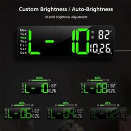 Kelvenix LED Wall Clock Digital Desk Clock with Calendar Temperature in Black - thumbnail 4