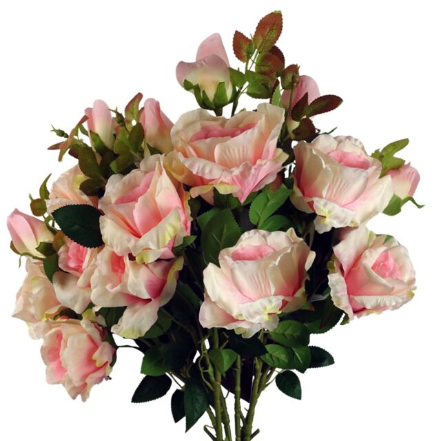 Pegdev Pack of 6 Pink Rose Stems 80cm with 18 Artificial Flowers - image 1