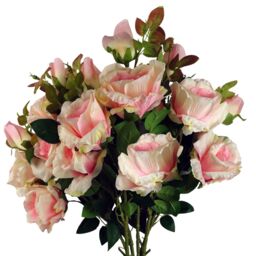 Pegdev Pack of 6 Pink Rose Stems 80cm with 18 Artificial Flowers - thumbnail 1