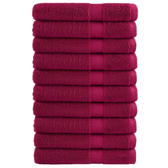 Berkfield Home Premium Towels SOLUND 10pcs Bordeaux 100x200cm 600gsm in Red - image 1