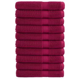 Berkfield Home Premium Towels SOLUND 10pcs Bordeaux 100x200cm 600gsm in Red - thumbnail 1