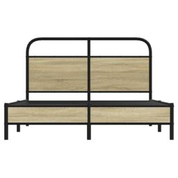 Berkfield Home Bed Frame without Mattress 135x190 cm Double Sonoma Oak Engineered Wood in Brown - thumbnail 5