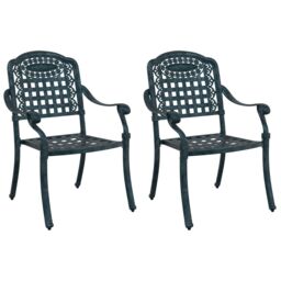 Berkfield Home Outdoor Dining Chairs Hunter Green Aluminium 55 x 56.5 x 91 cm - thumbnail 2